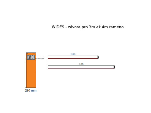 WIDES - automatická závora WIDE-S pro rameno 3-4 m